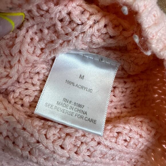 U.S. Polo Assn. Women's Chunky Cable‎ Knit Pink Sweater Size Medium - Picture 6 of 10